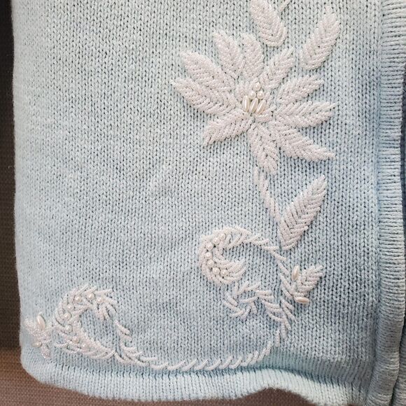 Designers Originals Studio Joy Beaded Tasseled Zip-Up Cardigan Sweater Small VTG - Picture 7 of 10